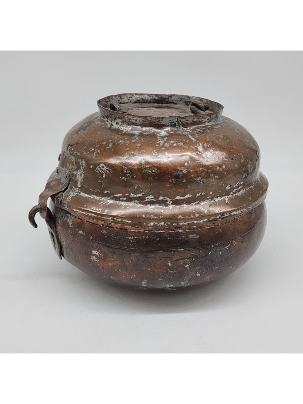 Antique Brass Hinged Container Box Middle Eastern Hand Made Rustic Primitive Dec